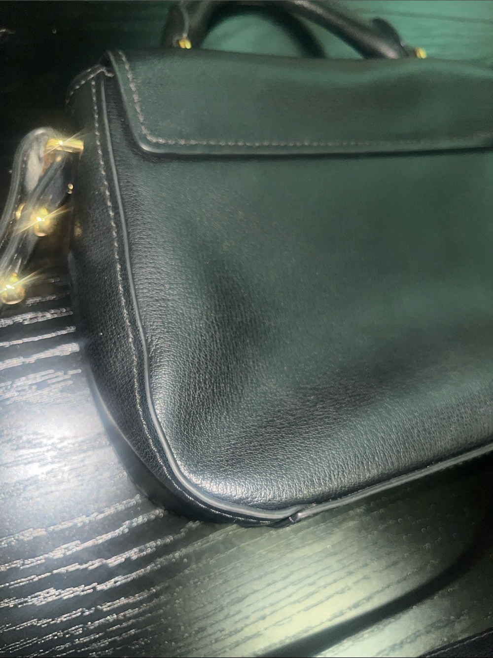 Marc Jacobs Structured Black Shoulder Bag with Top Handle and Gold Accent EUC - Picture 7 of 9